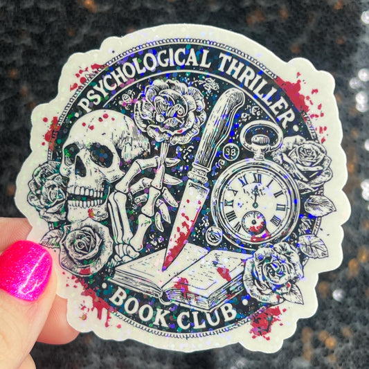Psychological Thriller Book Club Sparkly Holographic Sticker Decal Dark Romance, Horror Bookish kindle laptop Reader Bookish Present Gift