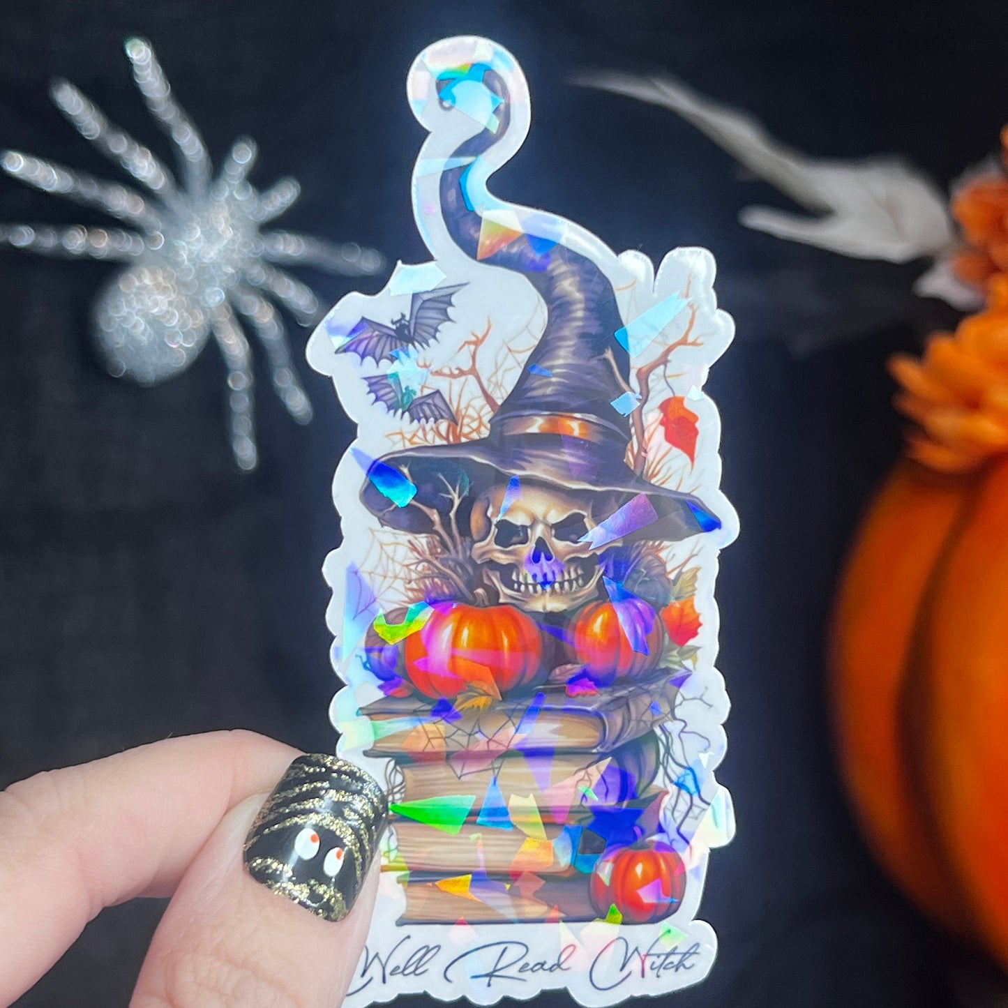 Well Read Witch Holographic Sticker, Spicy Dark Romance Stickers, Booktok stickers, kindle stickers Halloween Book Sticker Waterbottle