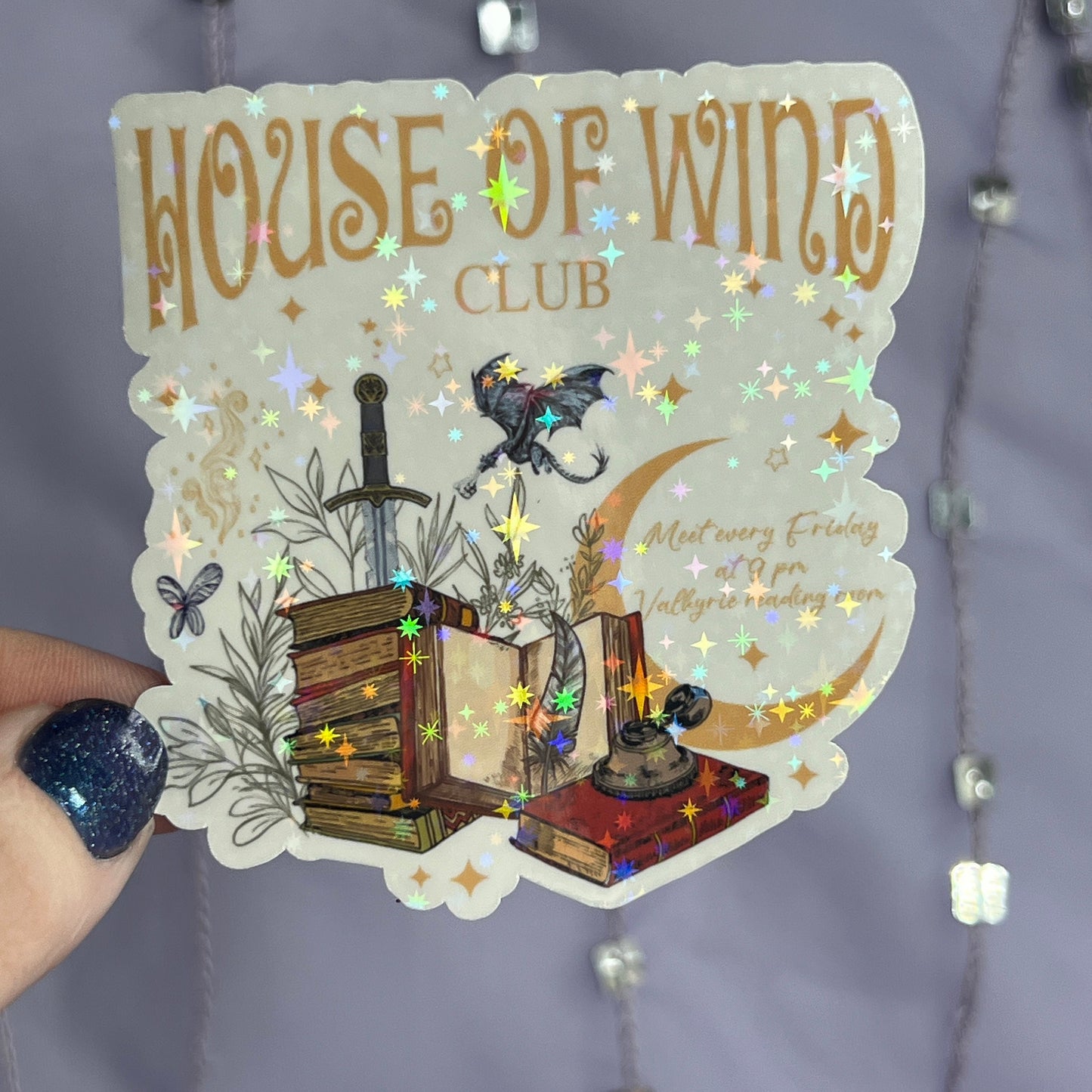 House of Wind Book Club Book Stack Valkyrie Reading Room Holographic Sticker Sparkly Sticker ACOTAR Decal Kindle Sticker Spicybook Sticker