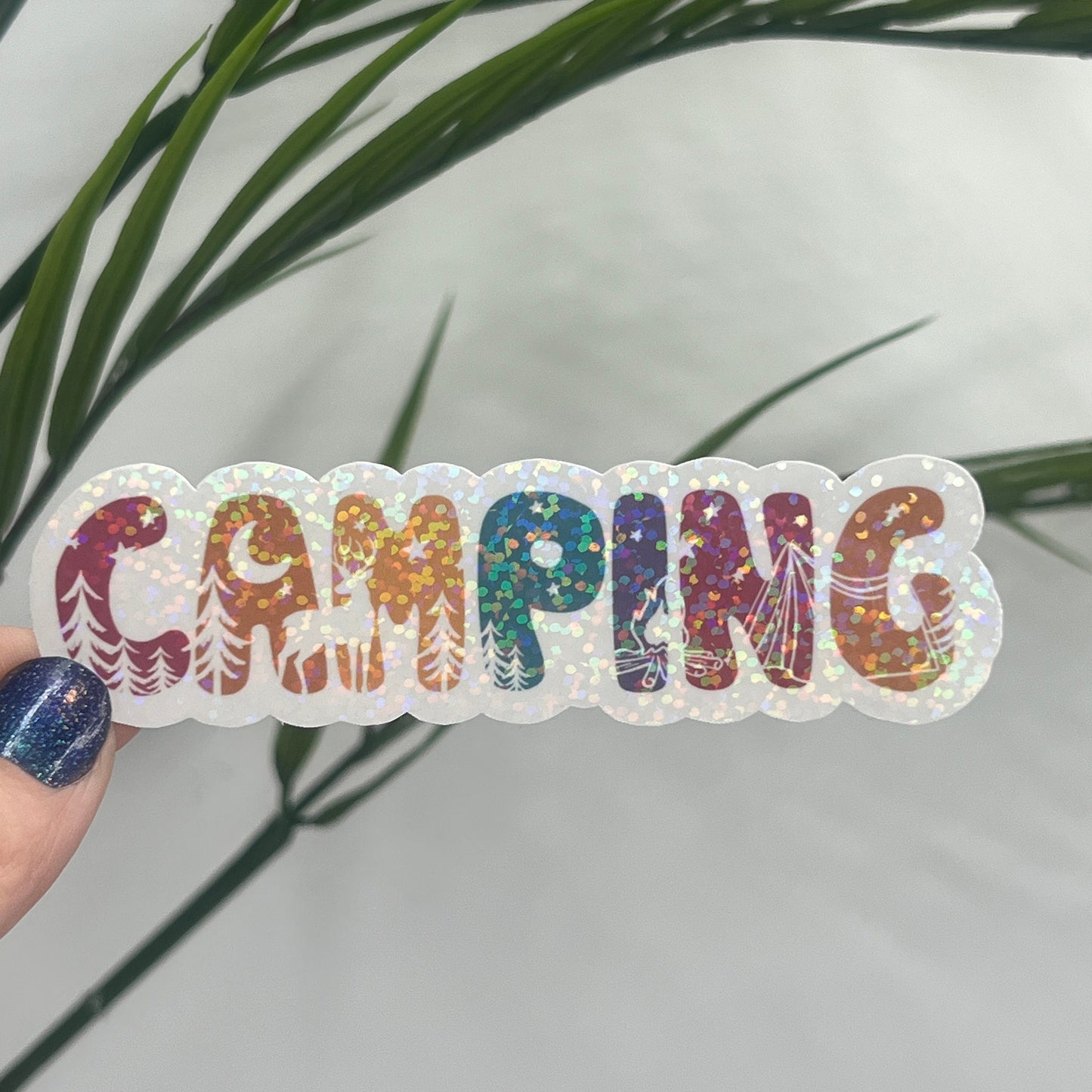 Camping Fun Font Holographic Sparkly Sticker Adventure Sticker RV Sticker Outdoor Decal Nature Sticker Travel Hiking Backpacking Sticker
