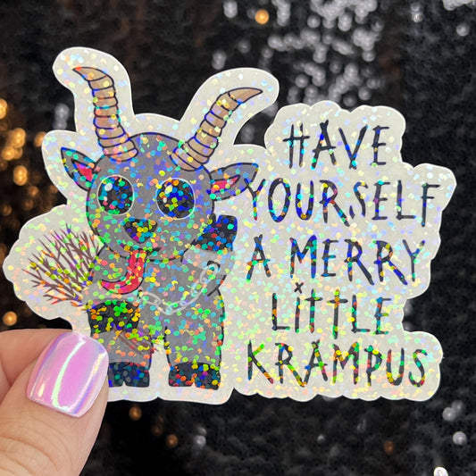 Krampus Christmas Holographic Holiday Sticker, Decal Xmas Gift & Stocking Stuffer