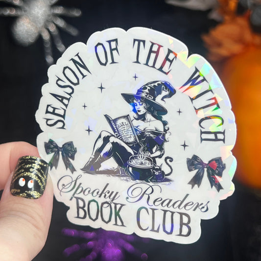 Season of the Witch Spook Readers Book Club Halloween Holographic Sticker Halloween Kindle Decal Spooky Fall Reader Gift Bookish Decal