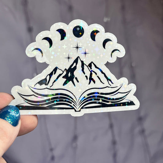 ACOTAR Velaris Book Sparkly Sticker ACOTAR Holographic Decal Kindle Sticker Spicybook Sticker Bookish Waterbottle Sticker Reader Sticker