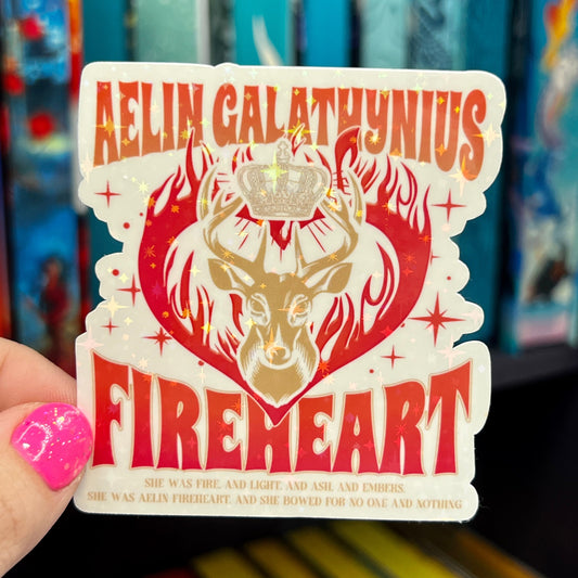 Aelin Galathynius Fireheart Throne of Glass Holographic Sticker Aelin Tog water bottle decal TOG laptop sticker SJM Decal Kindle Sticker