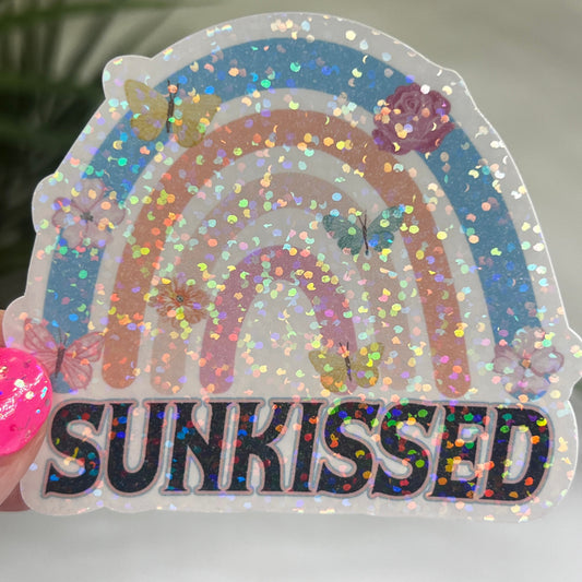 Sunkissed Butterflies Rainbow Summer Holographic Sparkly Sticker Beach Life Decal Boating Sticker Summer Vacation Ocean Life Sticker