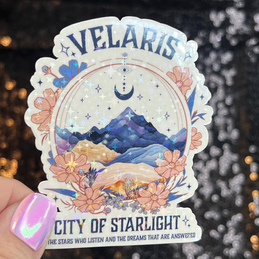 Velaris City of Starlight Court of Thorns and Roses Holographic Sticker Sparkly ACOTAR Decal Kindle Sticker Spicybook Sticker SJM Stickers