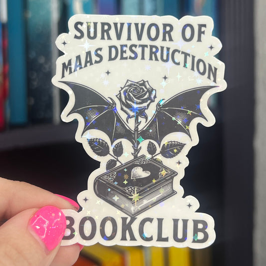 Survivor of Maas Destruction Book Club Holographic Sparkly Sticker ACOTAR TOG Crescent City combined Decal Kindle Sticker Spicybook