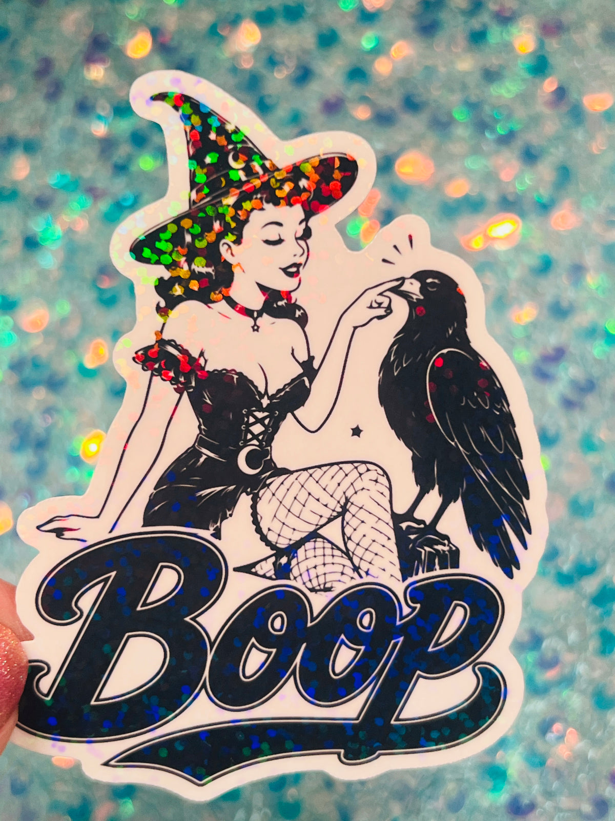 Boop Witch and Raven Holographic Sticker
