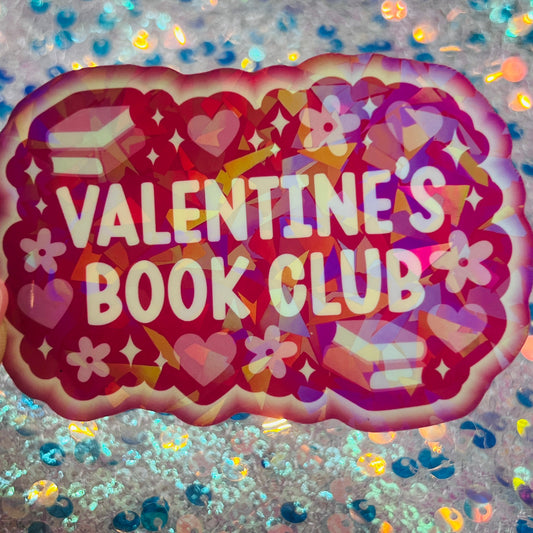 Valentines Book Club Holographic Book Lover Sticker
