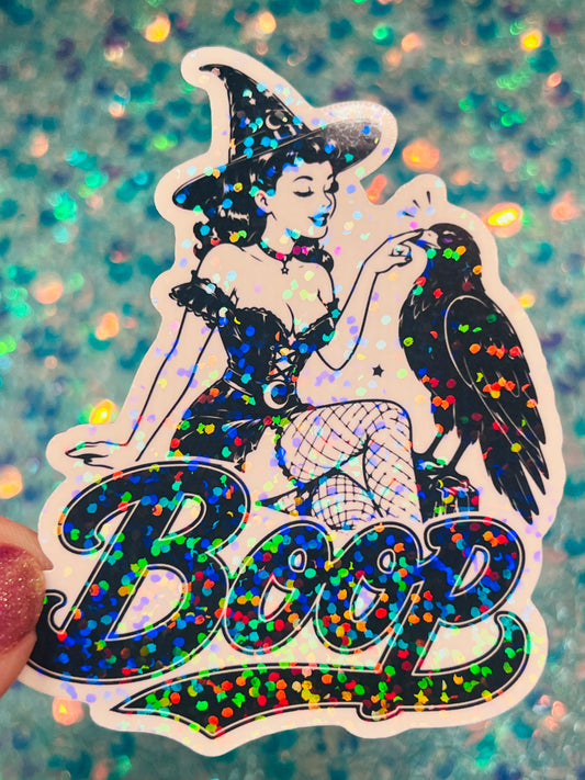 Boop Witch and Raven Holographic Sticker