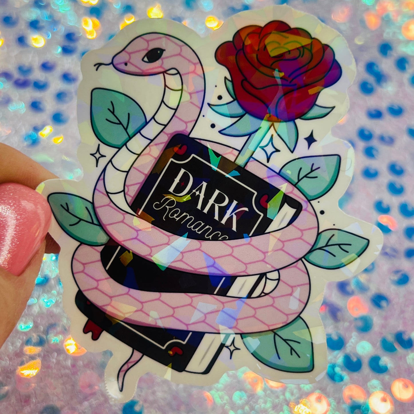 Dark Romance Snake Holographic Bookish Sticker
