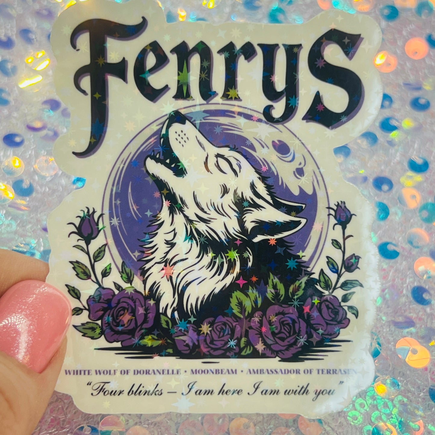 Fenrys Wolf Throne of Glass Inspired Holographic Sticker