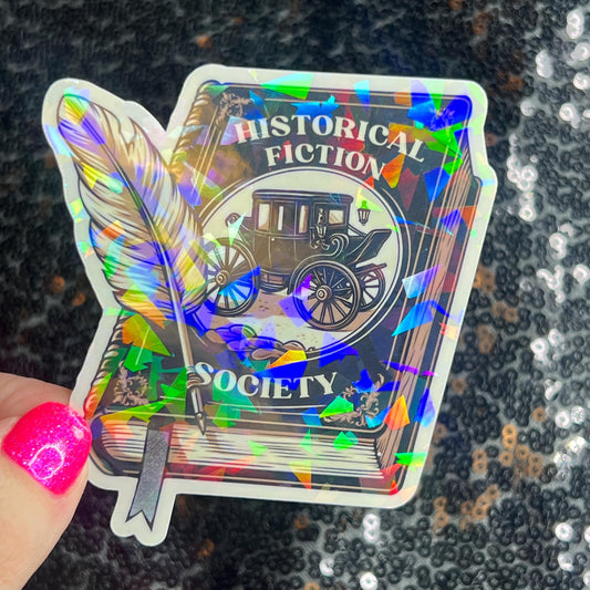 Historical Fiction Society Holographic Sticker Decal, Nonfiction History Reads Bookish kindle waterbottle laptop Reader Bookish Present Gift