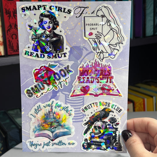 Smutty Romance Holographic Stickers, Booktok stickers, kindle stickers, spicy book sticker mortally grey decals Waterbottle book stickers