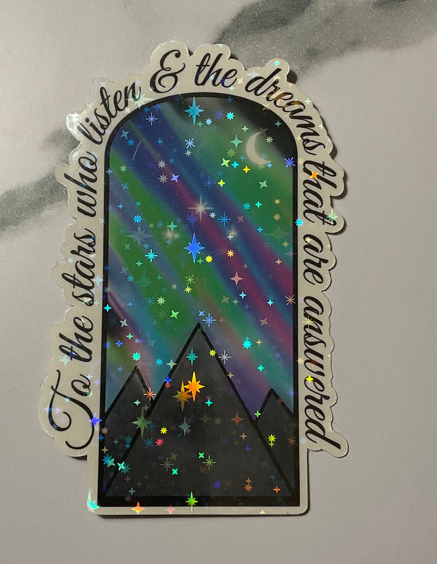 Holographic Waterproof ACOTAR Sticker: Aurora Borealis, Bookish water bottle decal, laptop sticker, A Court of Thorns and Roses Sticker