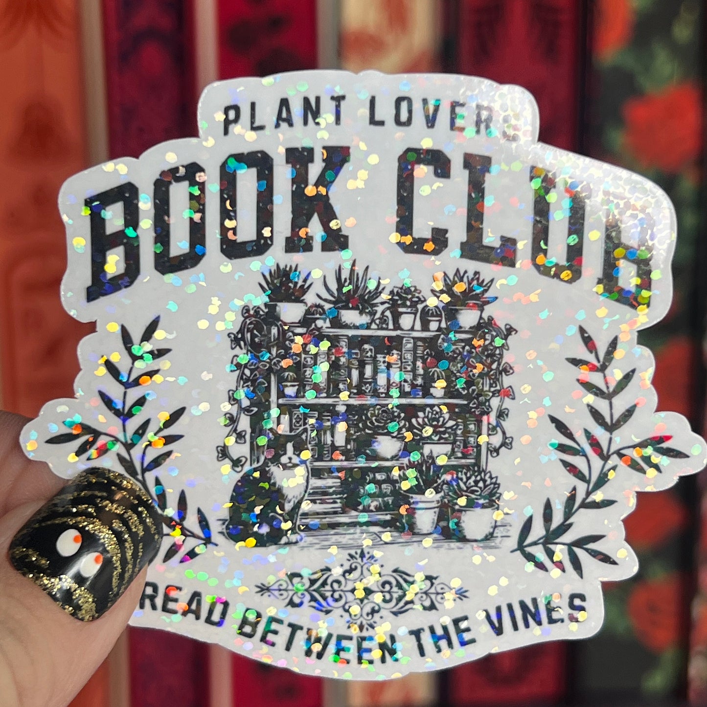 Plant Lovers Book Club Holographic Sticker Book Lover Sparkly Decal, Spicy Dark Romance, kindle waterbottle laptop Reader Gift Plant Mom