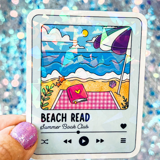 Beach Read Summer Book Club Holographic Sticker