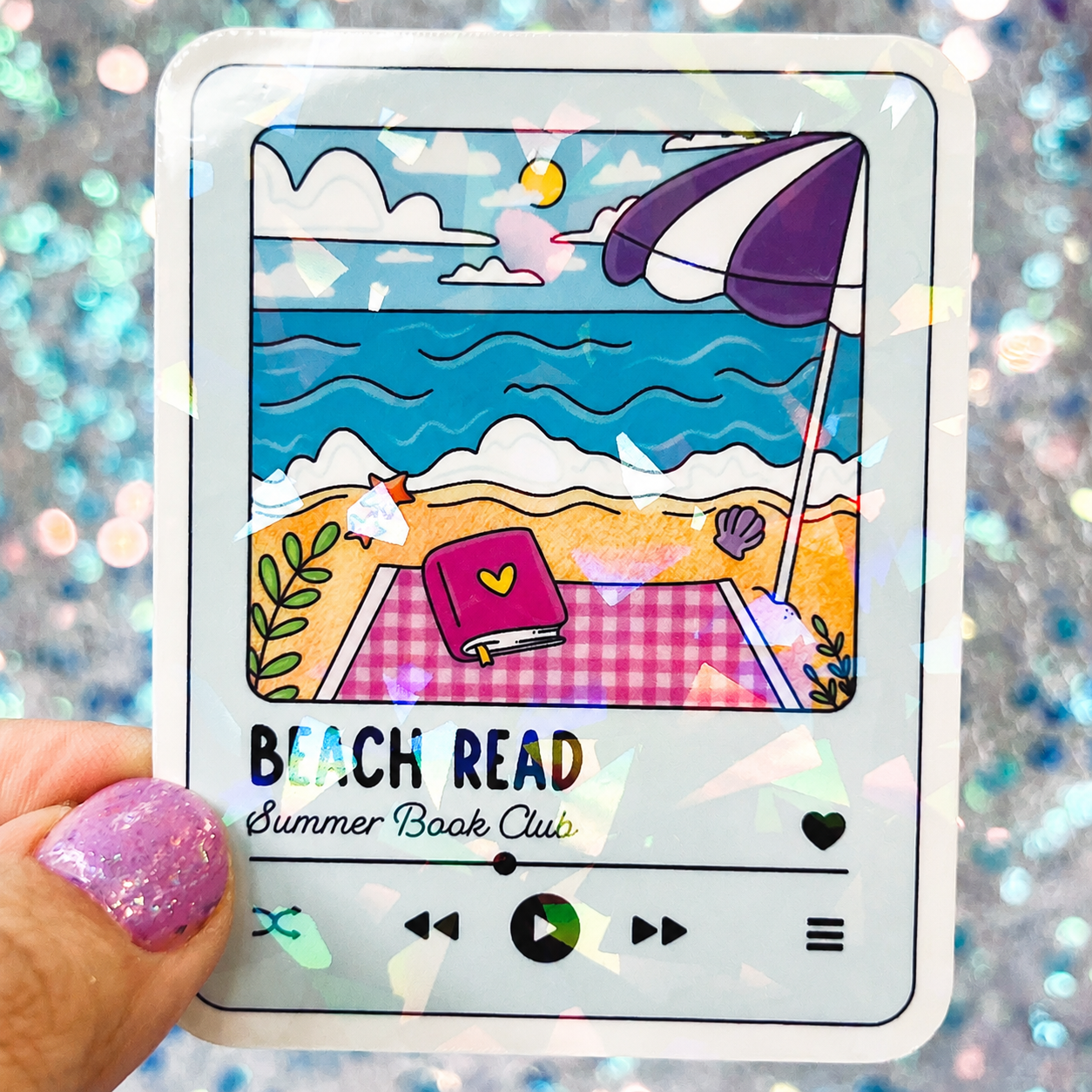 Beach Read Summer Book Club Holographic Sticker