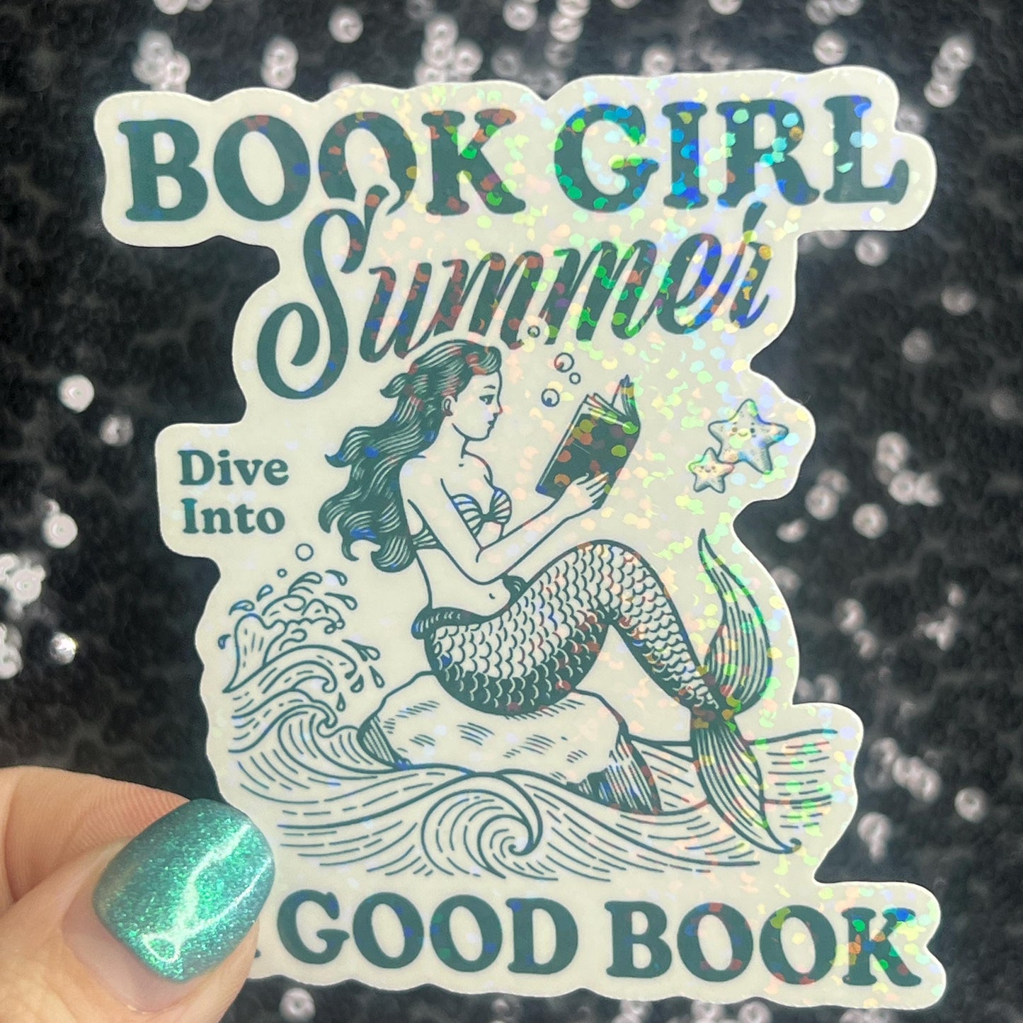 Bookish Girl Summer Holographic Book Book Lover, Spicy Dark Romance, Booktok, kindle waterbottle laptop Romance Decal Beach Reads Decal