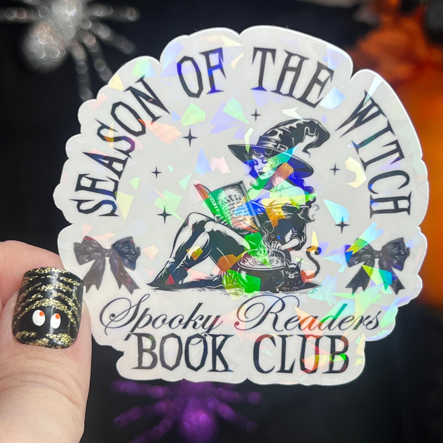 Season of the Witch Spook Readers Book Club Halloween Holographic Sticker Halloween Kindle Decal Spooky Fall Reader Gift Bookish Decal