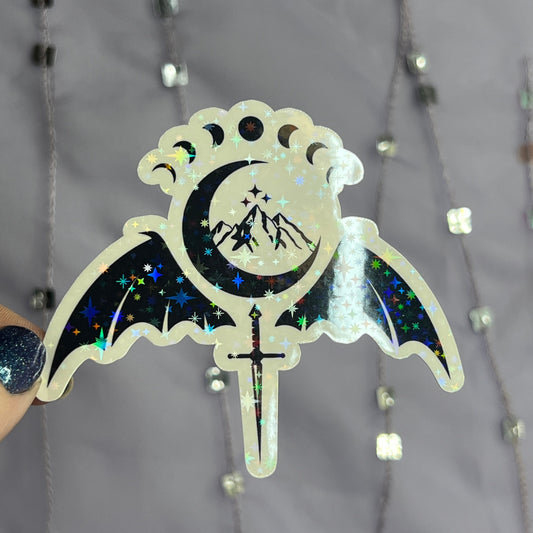 SJM Universe Holographic Sparkly Sticker ACOTAR TOG Crescent City combined Decal Kindle Sticker Spicybook Sticker Batboys Moon Sword Sticker