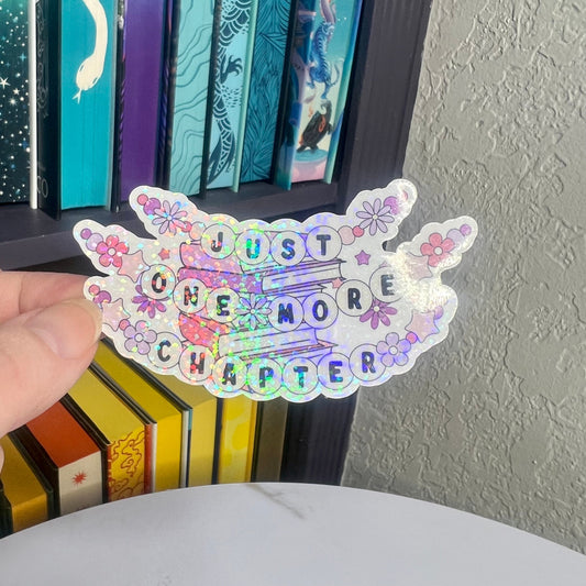 One More Chapter Friendship Bracelet Holographic Sticker, book lover gift, Booktok, kindle waterbottle laptop stickers, book sticker decal