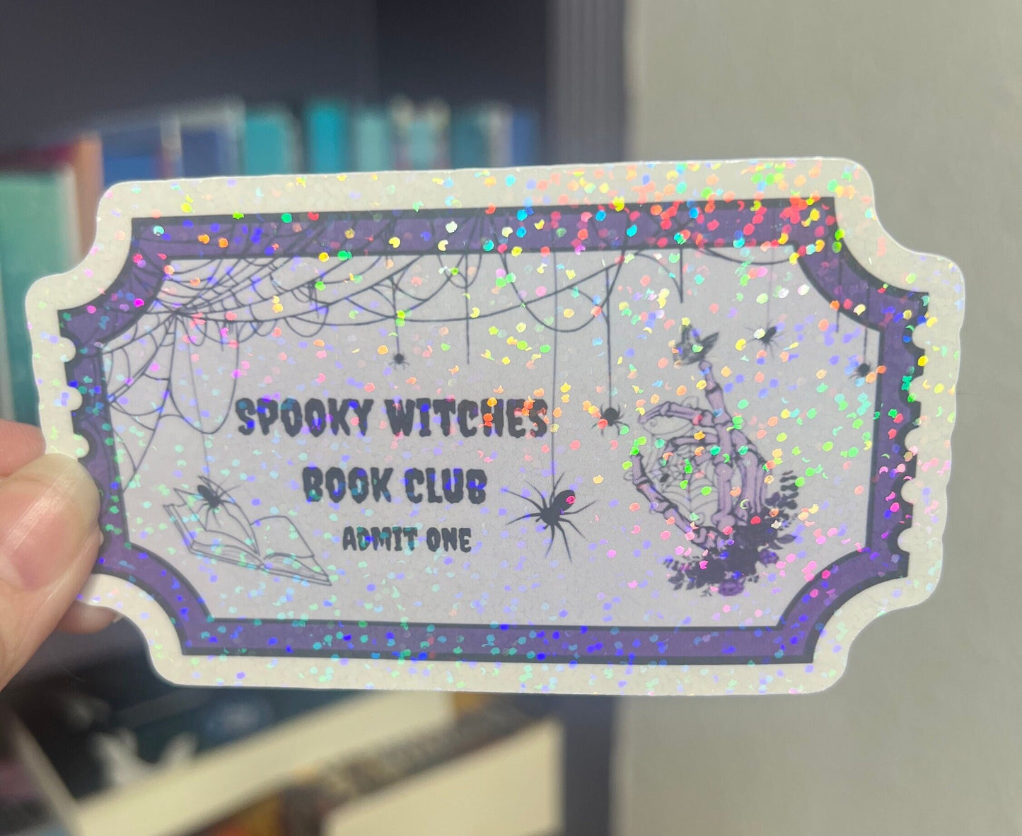 Spooky Witches Book Club Holographic Sticker, Halloween Booktok stickers, kindle stickers, Water Bottle Spooky Reader Sticker bookish decal