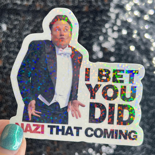 I Bet You Did N * Z I That Coming Sparkly Holographic Sticker Hands Off No Kings Sticker F Trump 8647 FDT Anti Elon Girls are fighting