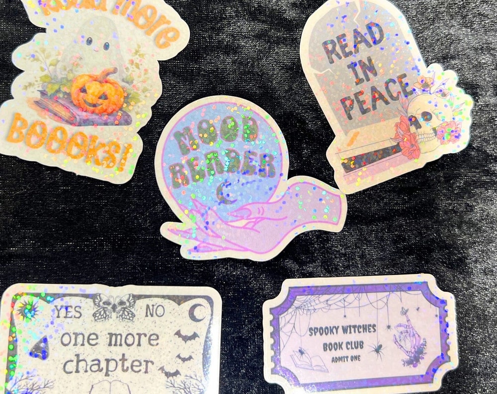 Halloween Bookish Holographic Stickers