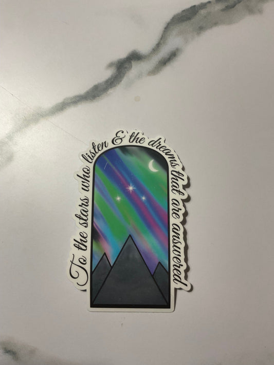 Waterproof ACOTAR Sticker: Aurora Borealis, Bookish water bottle decal, laptop sticker, A Court of Thorns and Roses Sticker