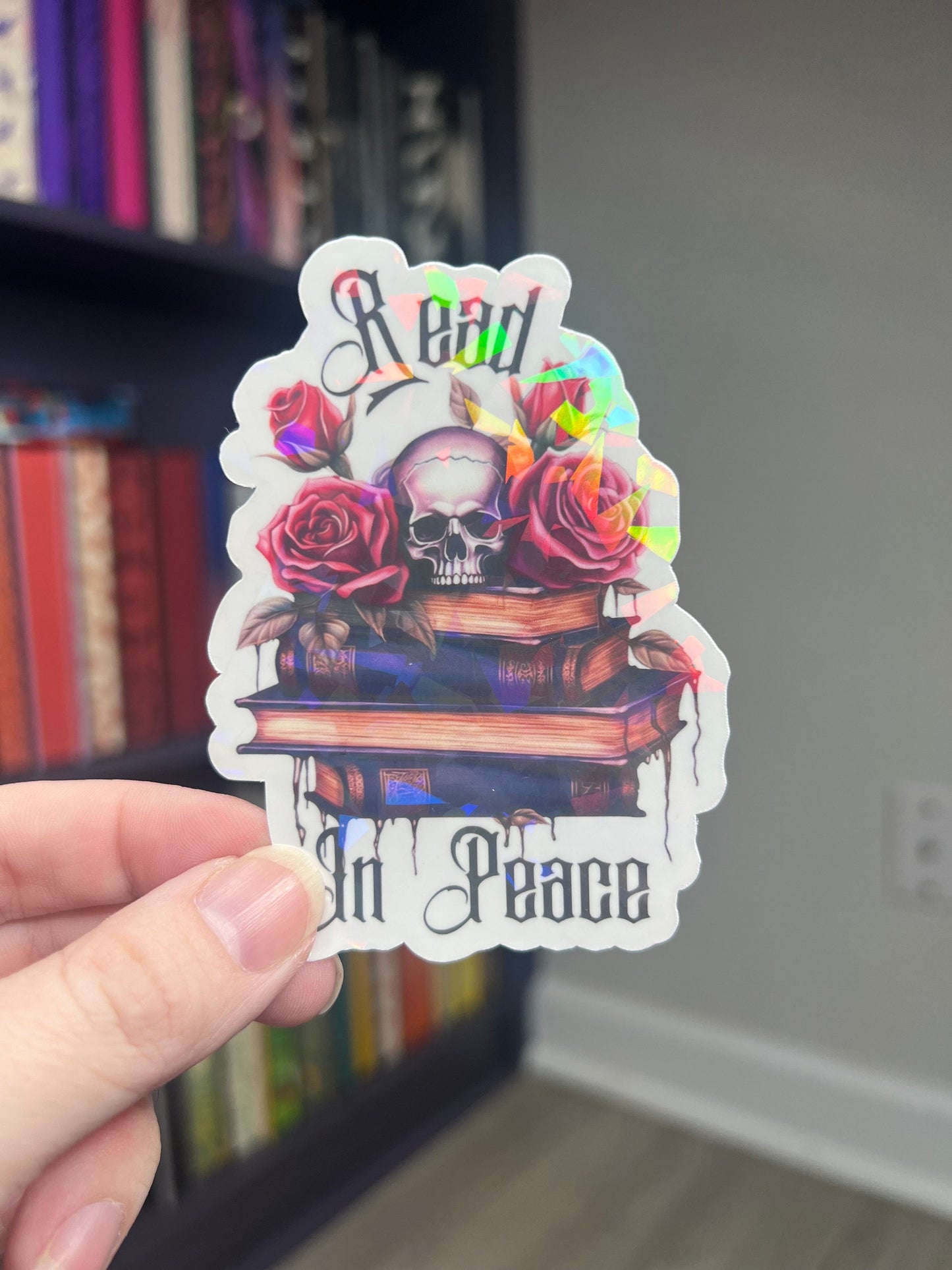 Read In Peace Holographic Sticker, Spicy Dark Romance Sticker, Booktok sticker, kindle stickers dark academia book sticker rip bookish decal