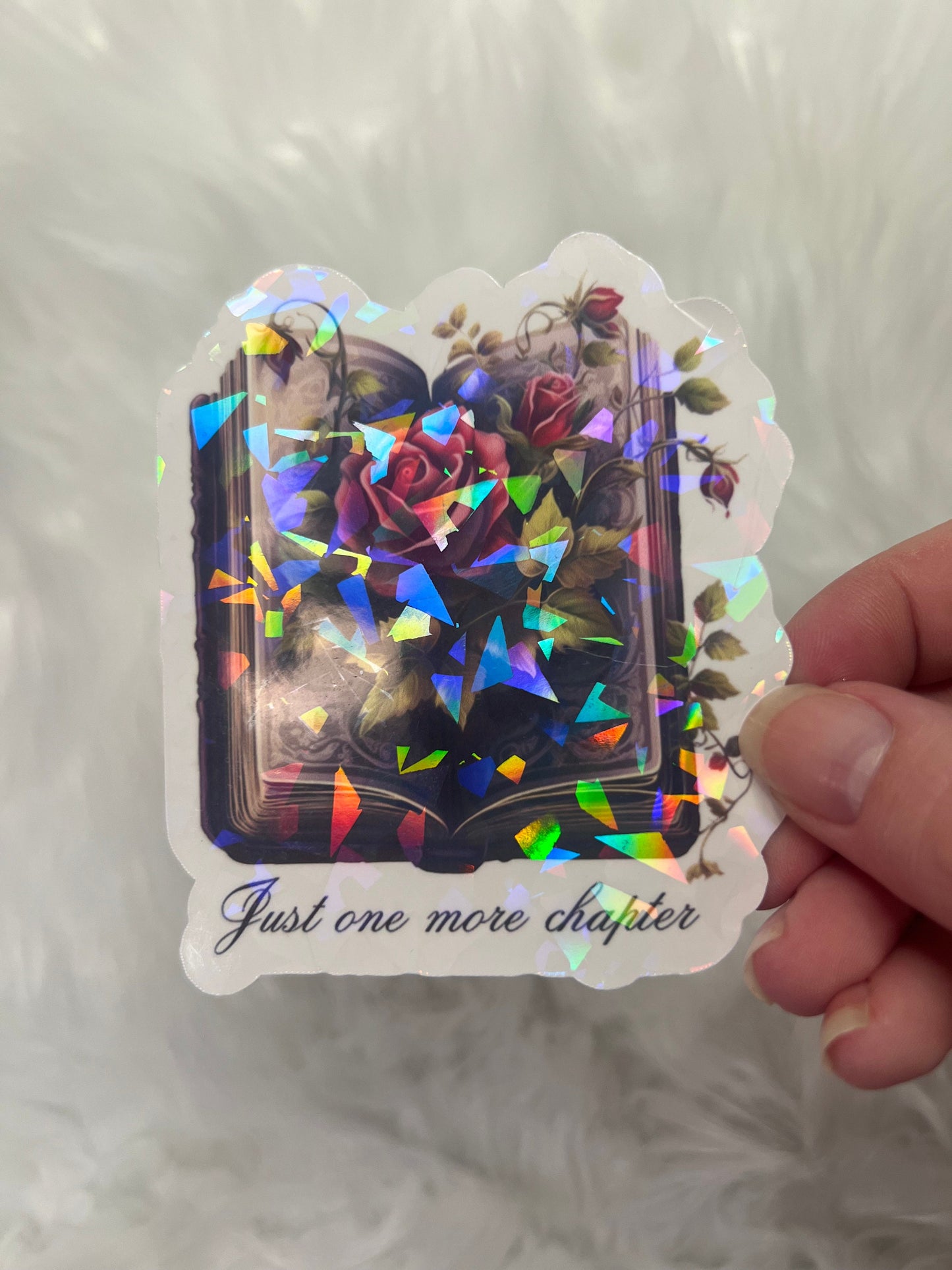 Just One More Chapter Holographic Sticker, Spicy Dark Romance Stickers Booktok stickers, kindle stickers, gothic book sticker Reader Laptop