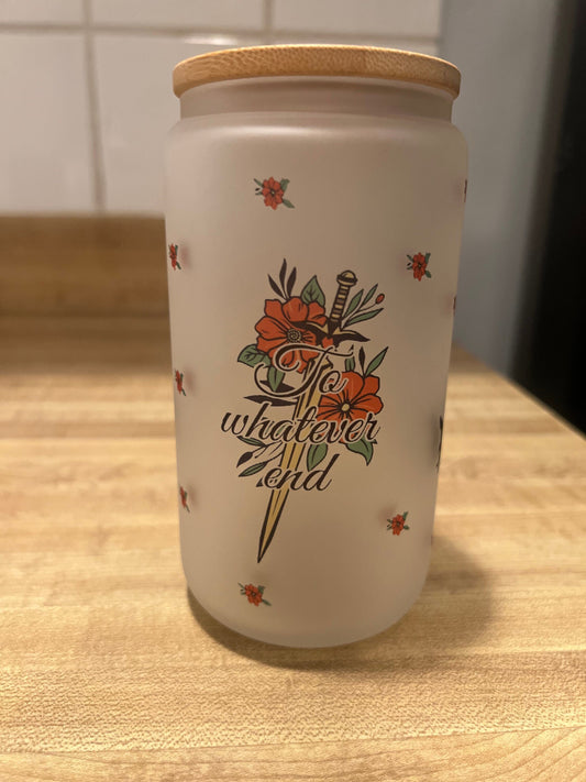 Throne of Glass Glass Can Cup - "To Whatever End" Tog water bottle coffee cup Throne of Glass frosted beer can glass