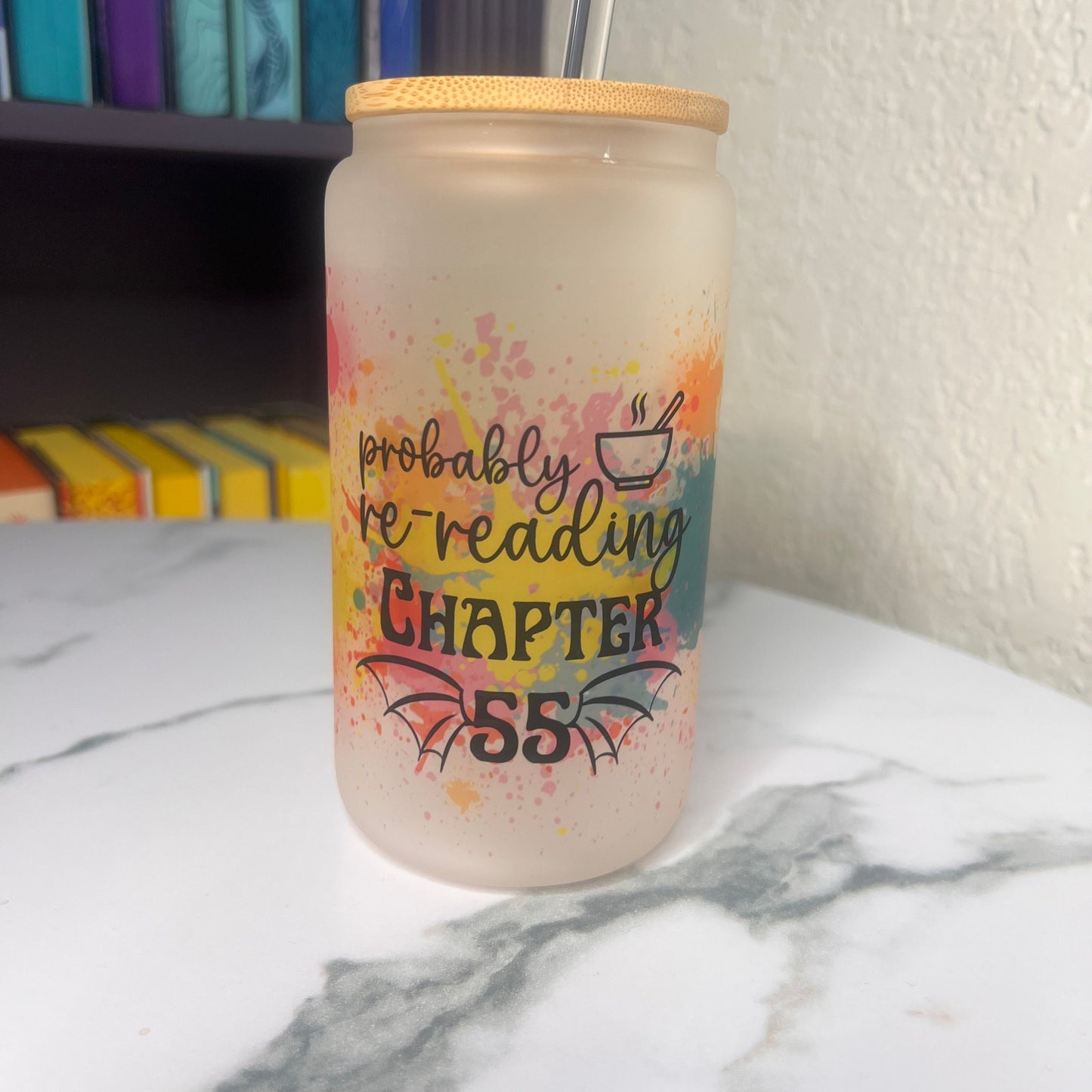 Frosted ACOTAR Probably Re-Reading Chapter 55 iced coffee cup, A Court of Thorn and Roses Beer Can Glass, Rhysand Glass Mug Tumbler