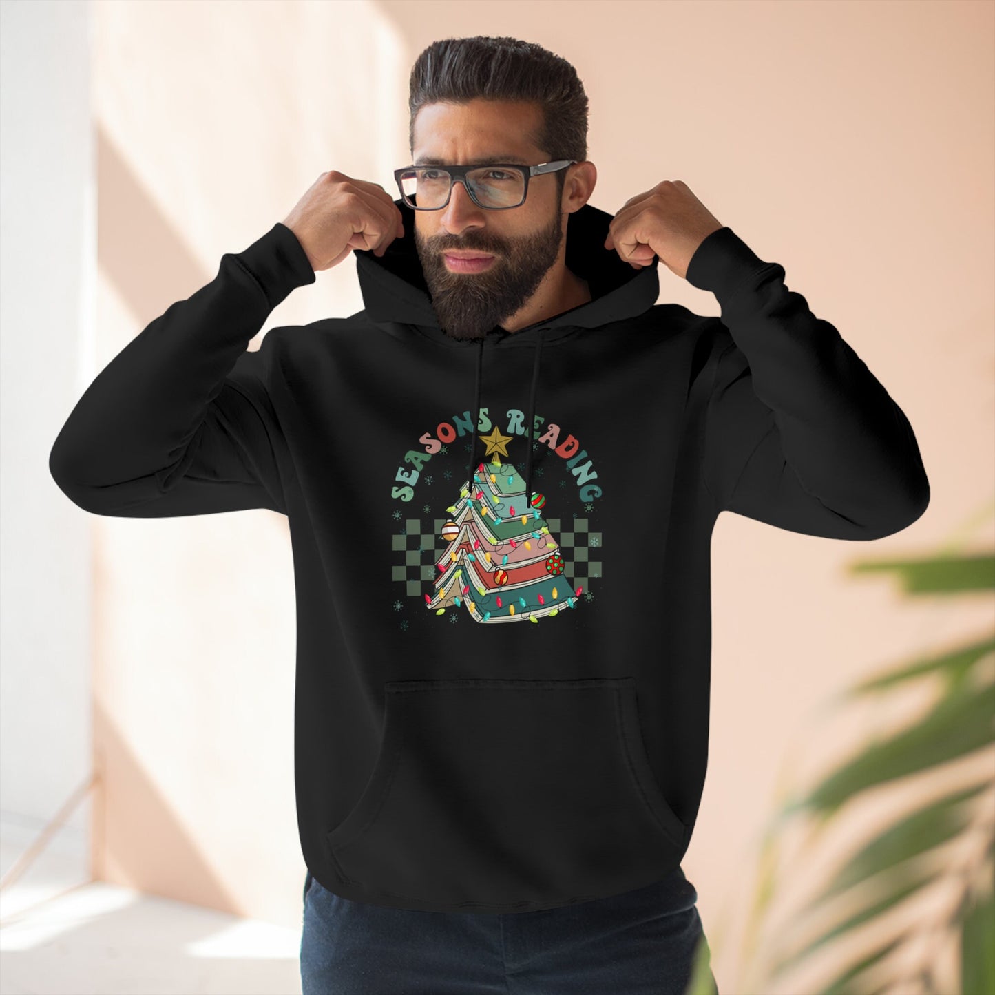 Bookish Christmas Hoodie Seasons Reading Pullover Reader Xmas Sweatshirt Christmas Tree Reader Sweater