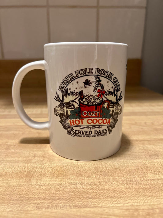Christmas Hot Cocoa Book Club Mug reader coffee cup 15 oz ceramic glass Read Mug Booklover Cup Book Mug Xmas Book Reader Glass