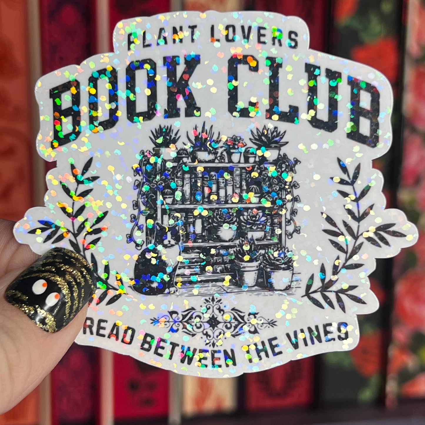 Plant Lovers Book Club Holographic Sticker Book Lover Sparkly Decal, Spicy Dark Romance, kindle waterbottle laptop Reader Gift Plant Mom