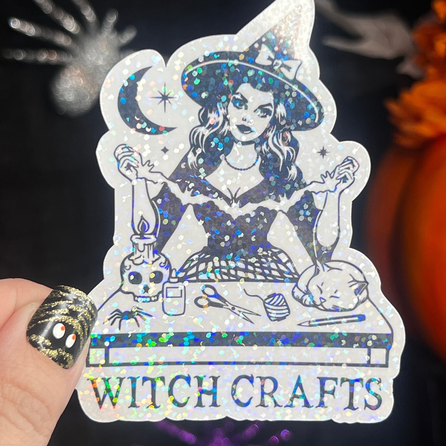 Witch Crafts holographic Sticker Crafting Crochet Knitting quilting sticker Halloween decal sewing machine sticker cross stitch sticker