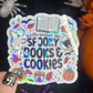 Tis the Season of Spooky Books & Cookies Halloween Holographic Sticker Halloween Kindle Decal Spooky Fall Reader Gift Bookish Decal
