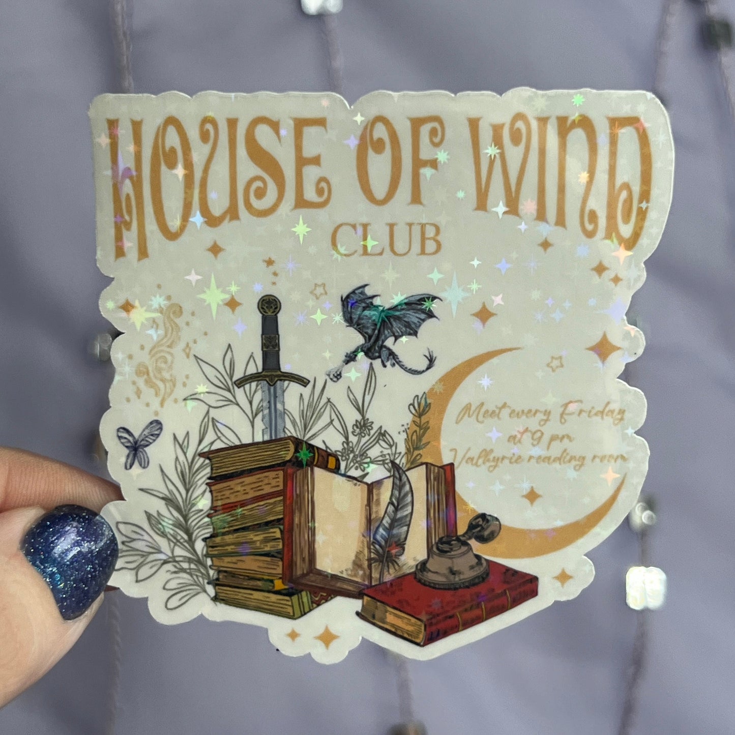 House of Wind Book Club Book Stack Valkyrie Reading Room Holographic Sticker Sparkly Sticker ACOTAR Decal Kindle Sticker Spicybook Sticker