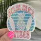 Summer Vibes Blue Pink Surfing Retro Holographic Sparkly Sticker Beach Life Decal Boating Sticker Summer Vacation Ocean Life Sticker