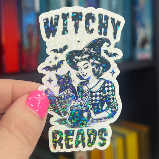 Witchy Reads Holographic Sticker, Spicy Dark Romance, Booktok, kindle waterbottle laptop stickers Halloween book decal celestial book