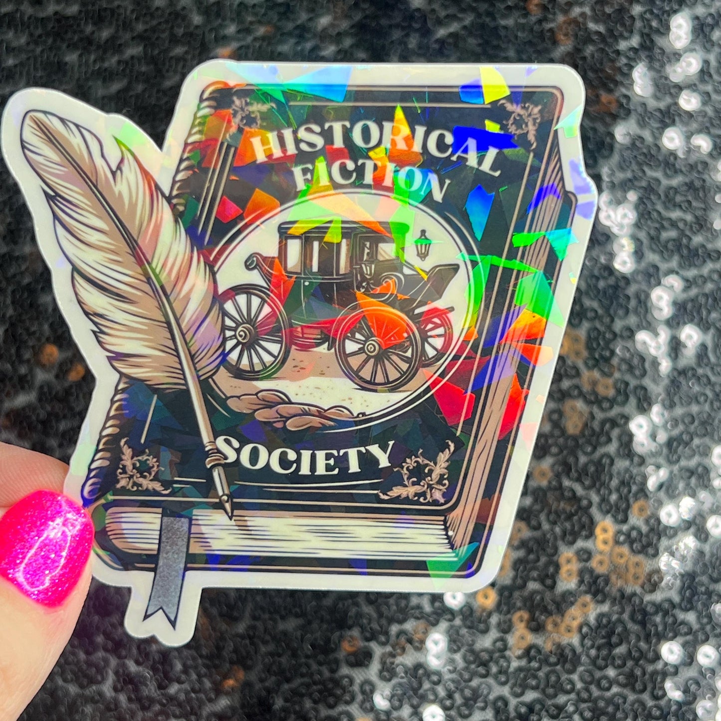 Historical Fiction Society Holographic Sticker Decal, Nonfiction History Reads Bookish kindle waterbottle laptop Reader Bookish Present Gift