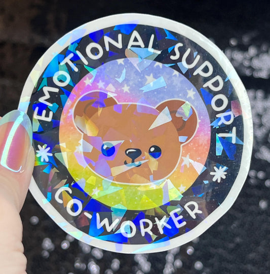 Emotional Support Co-worker Sparkly Holographic Sticker Mental Health Sparkly Spread Positivity Good Vibes Decal Inspirational Boss Gift