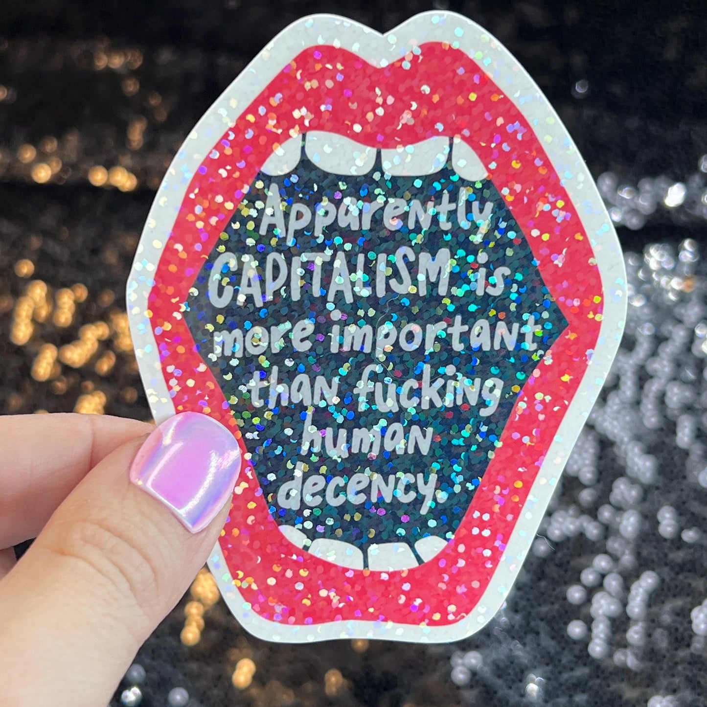 Apparently Capitalism is More Important Holographic Sticker Kamala Anti Trump JD Vance Pro Choice Feminist Sticker Liberal Democrat Decal