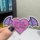ACOTAR Inspired Sticker - 'I Like My Men Tall, Dark & Illyrian' in Pink Heart with Purple Wings, Holographic Fantasy Decal Kindle Sticker