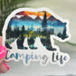 Camping Life Bear Mountain Watercolor Sparkly Sticker Adventure Sticker RV Sticker Outdoor Decal Nature Sticker Travel Hiking Camping