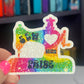 Sew with Pride Rainbow Holographic Sparkly Sticker Decal Quilting Pride Month LGBTQ+ Pride Sticker Sewing Glitter Sticker Machine Decal