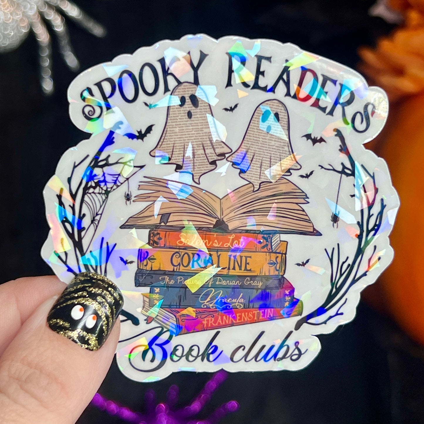 Spooky Readers Book Club Holographic Sticker Halloween Kindle Decal Spooky Fall Reader Gift Bookish Decal