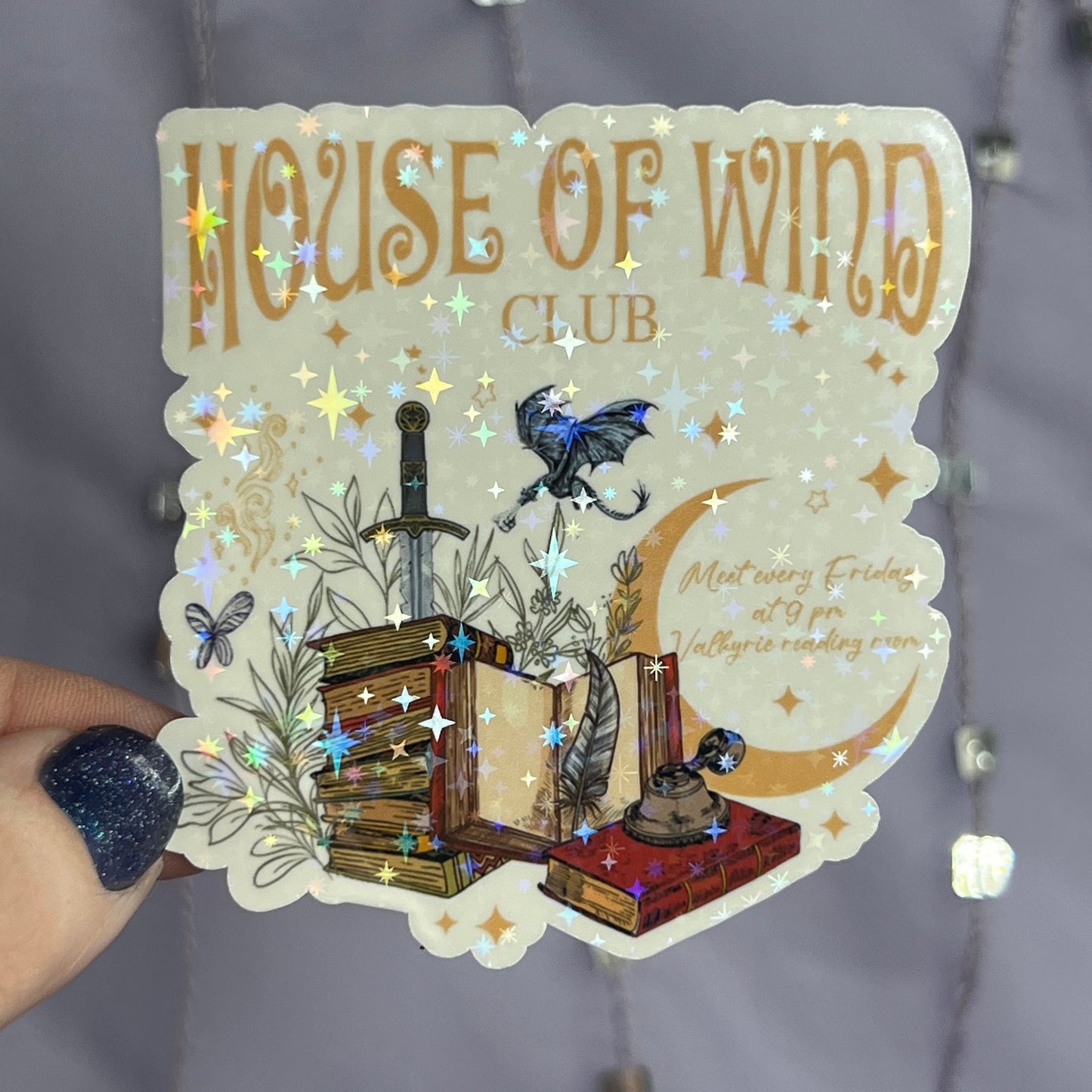 House of Wind Book Club Book Stack Valkyrie Reading Room Holographic Sticker Sparkly Sticker ACOTAR Decal Kindle Sticker Spicybook Sticker